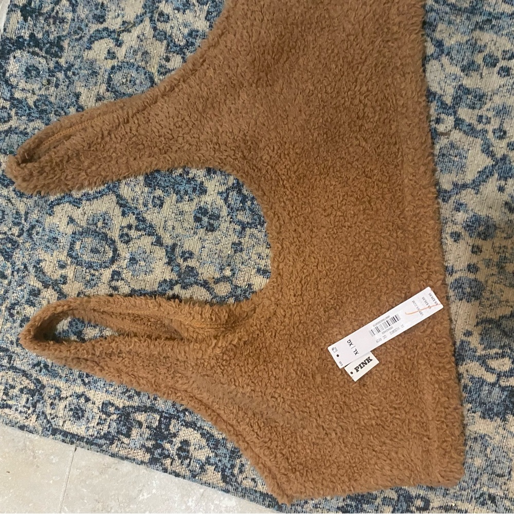 PINK Victoria Secret Teddy Texture Crop Bralette - Camel Brown